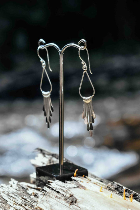Boho Drop in Silver Earrings