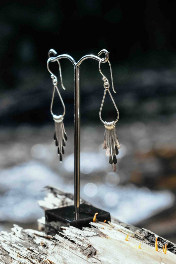 Boho Drop in Silver Earrings