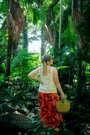 Gypsy Skirt in Dancing Hibiscus Orange