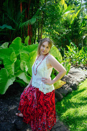 Gypsy Skirt in Dancing Hibiscus Red