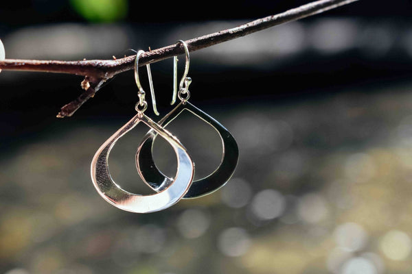 Modern Dewdrop in Silver Earrings