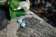 Turquoise Oval - Silver Earrings - zaphire_kuranda