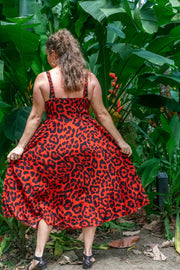 Jasmine Midi Dress Animal Red - zaphire_kuranda