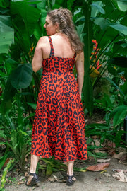 Jasmine Midi Dress Animal Red - zaphire_kuranda